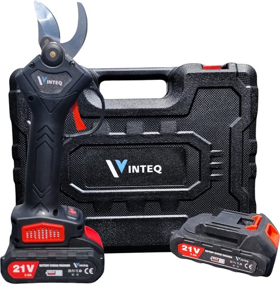 Vinteq® Elektrische Snoeischaar - Accu Snoeischaar - Bloemenschaar - Tuinschaar - Boomschaar - Incl. Koffer - 2 Accu's - 30mm - Zwart van Vinteq®