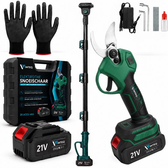 Vinteq Elektrische Snoeischaar Telescopisch - Takkenschaar Telescopisch - Accu Snoeischaar - Tuinschaar - Incl. Koffer - 2x 4Ah Accu - 40mm - tot 2.3 Meter