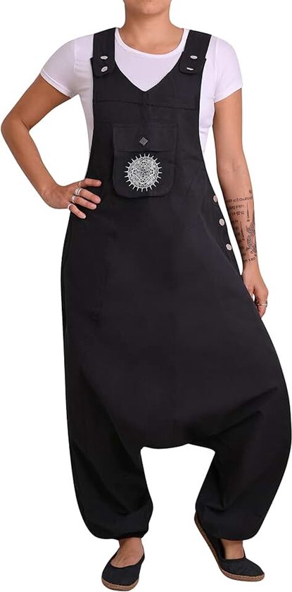 Virblatt Tuinbroek voor dames en jumpsuit, heren, Goa, uniseks, hippie-overall voor dames, jumpsuit, harembroek, zwangerschapsbroek