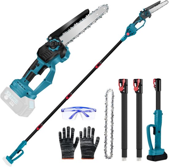 VirtuBuy- Accutakkenschaar - Snoeizaag - Telescoopsteel - Telescoopsteel - Makita - 18V - Batterij - Professioneel - Geschikt voor hoge snoeiwerkzaamheden - Groen of zwart - 6 inch - 2-in-1 snoeizaag met lange werkhoogte van Makita
