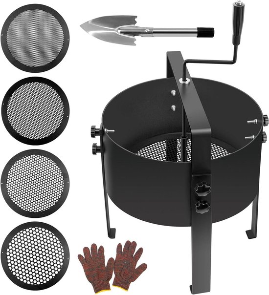 VirtuBuy- Tuinzeef - Compostzeef - Roestvrij staal - 3, 6, 9, 12 mm - Bodemzeef - Handslinger - Metaal - Aarde - Compost - Zaaigoed. van VirtuBuy