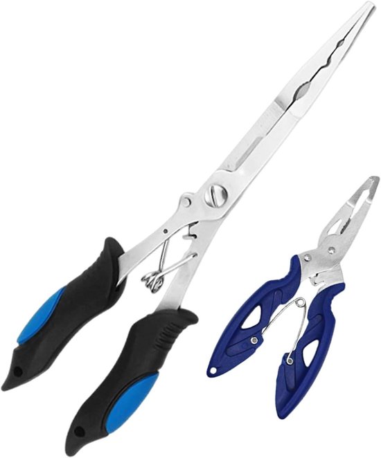 Vis Tangen Set - Lijn Schaar - Vissen Buiten - Ergonomische Handgreep - 22 cm - Blauw