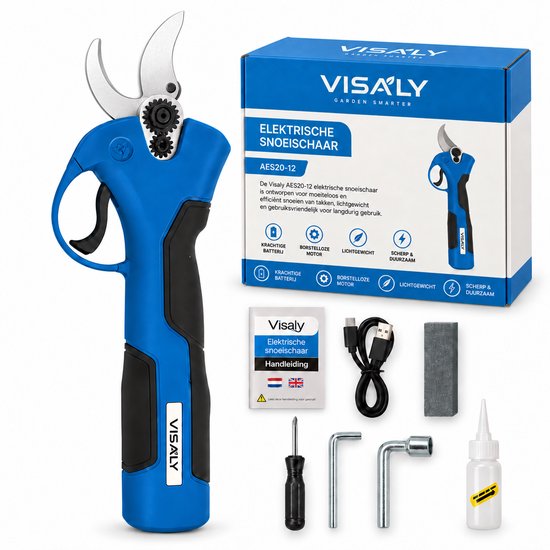 Visaly Elektrische Snoeischaar Mini - 25 mm - USB-C - Incl. oplader en slijpsteen