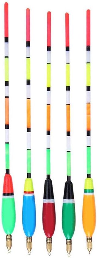 Visdobbers Kit - 5 STKS - Meerdere Kleur - Lichtgewicht Balsa Hout - Gevoelige Hoge Zichtbaarheid - Vissen Bobber Kit - Visbeet Indicator - Vissen Apparatuur van FISHOAKY