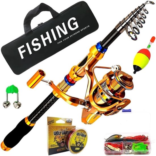 Vishengel set - Telescopische hengel - Vissen op zee - Koolstofvezel blank - 2.7m - One Color