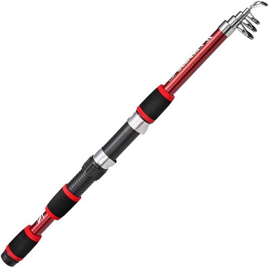 Vishengel Telescopisch - Opvouwbare Hengel - Vissen Op Locatie - Compact En Draagbaar - 180 cm Uitgeschoven - Rood