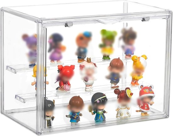 Vitrinekast acryl kleine transparante vitrine - acryl displaybox voor actiefiguren speelgoed - minifiguren verzamelfiguren zelfmontage met 2 lagen (27 x 21 x 18 cm) van Merkloos	