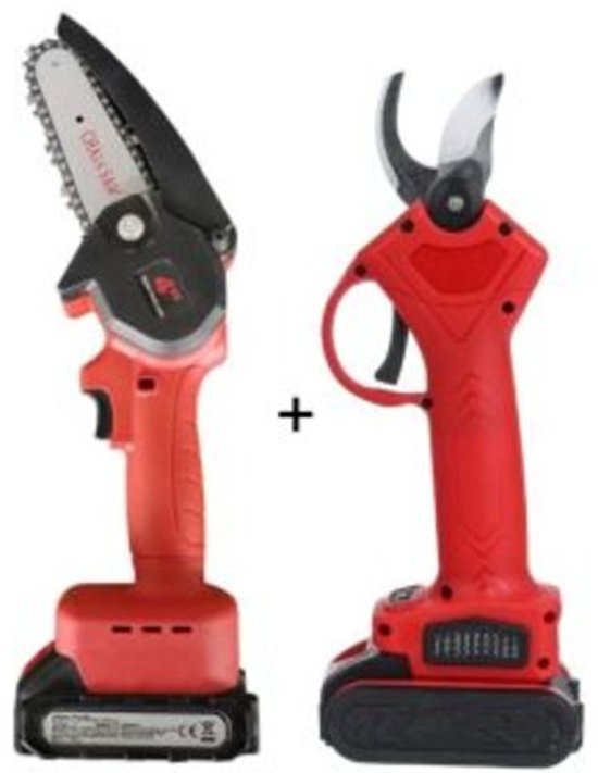 Vixson - 2-in-1 Elektrische Snoeischaar & Mini Kettingzaag - Elektrische Kettingzaag - Elektrische Zaag - Accu Snoeischaar - Elektrische Takkenschaar - BRENCHIE + WHIZZPRUNER van Vixson