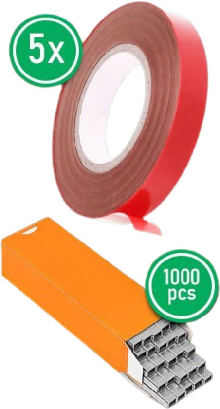 Vixson - Navulset Bindtape - 5 Rollen + 1000 Nietjes - Voor Plantenbinder - PLANTBRAND van Merkloos	