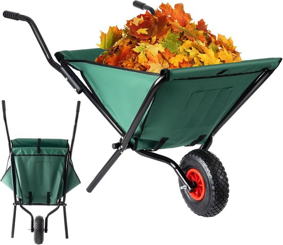 Vixson - Opvouwbare Kruiwagen - 50 KG Draagkracht - 110 Liter Inhoud - Kruiwagens - Groen - TROLLYFOLD van Vixson