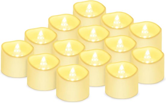 Vlamloze LED Teelichten - 14 Stuks Warm Wit van Merkloos	