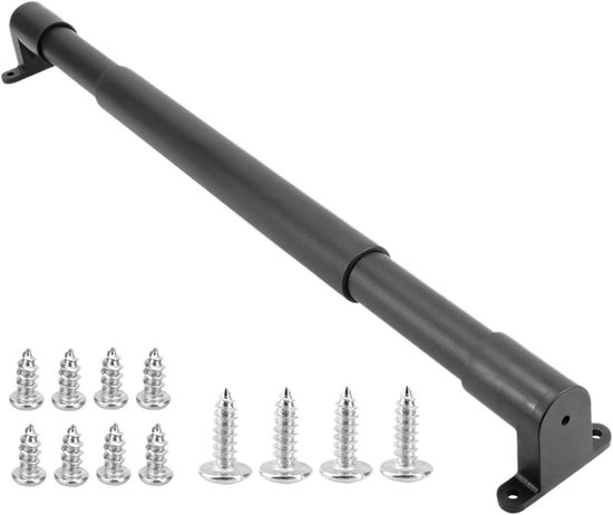 Vliegengaas Deurstang - Telescopische Stang - Camper Deur - Roestbestendig Aluminium - 31x10 cm - Zwart