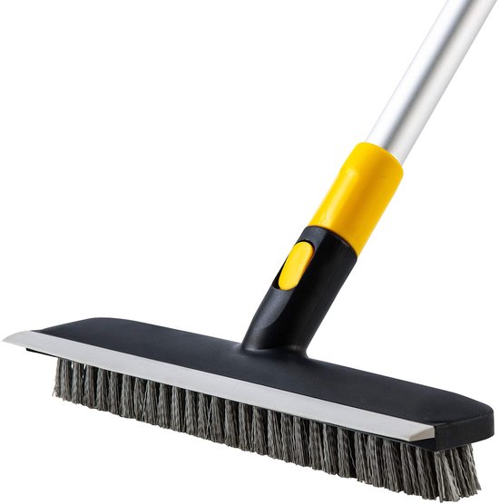 Vloer Scrub Borstel 51 "Telescopische Handvat 2 in 1 Schraap borstel Stijve Varkenshaar Douche Scrubber voor Reiniging Patio Badkamer Garage Keuken Muur Deck Tub Tile