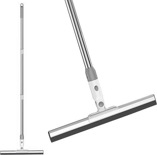 Vloer trekker 130 cm waterschuiver voor douche en ramen met lange steel - Grijs-wit van Merkloos	