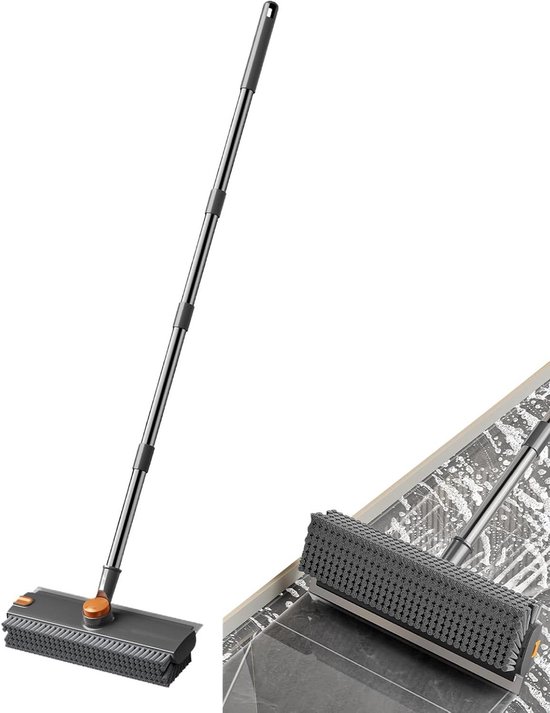 Vloerborstel Lange Steel - Schrobborstel - Grondig Schoonmaken - Verstelbaar Handvat - 36 cm - Niet gespecificeerd