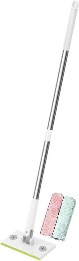 Vloerveegmachine - Handige dweil - Huis reinigen - Wasbare doeken - 86 cm lengte - Wit