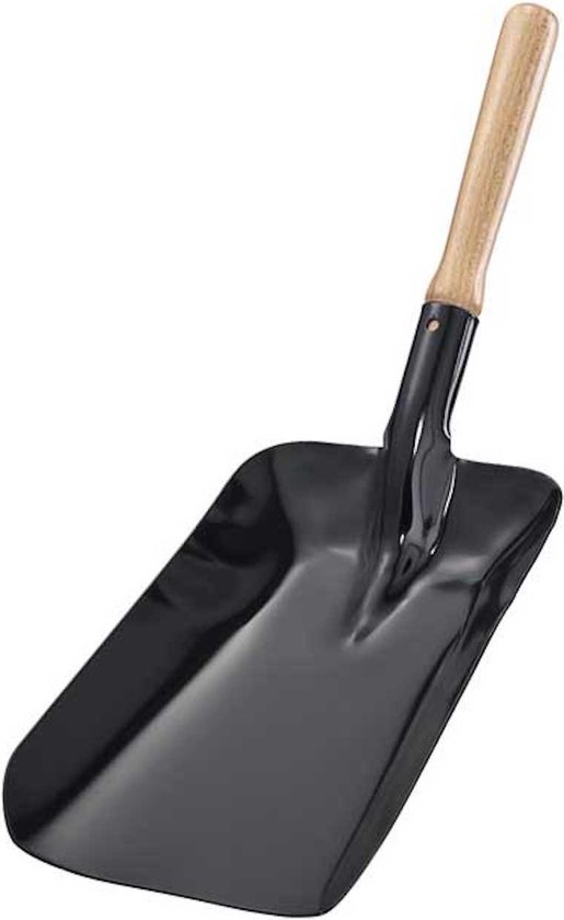 Voederschep, voerschep, kolenschop of pellet schep, zwart staal met houten greep 72800 van Esschert Design