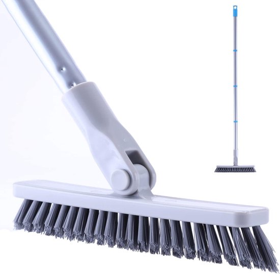 Voegborstel Lange Steel - Grout Schrobber - Vloeren Schoonmaken - 180° Draaibare Kop - Verstelbaar 52 Inch - Blauw