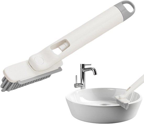 Voegenborstel Draaibaar - Spleet Reiniger - Kieren Schoonmaken - Verstelbare Kop - 24.5 cm - Wit