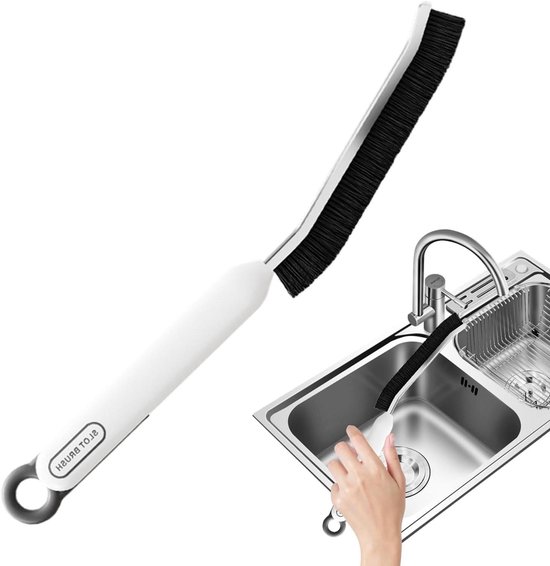 Voegenborstel Lange Hante - Schoonmaak Gereedschap - Dode Hoeken Reinigen - Ergonomische Handgreep - 29 cm Lengte - Wit
