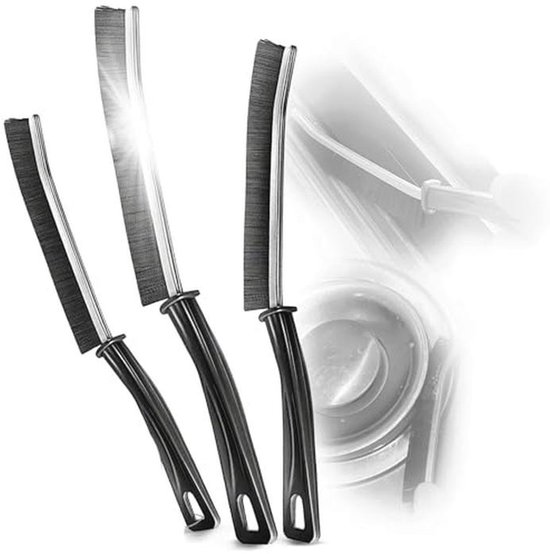 Voegenborstel met Handvat en Harde PET-Haren voor Dieptereiniging in Tegels en Sanitair – Set van 3 Stuks van Merkloos	