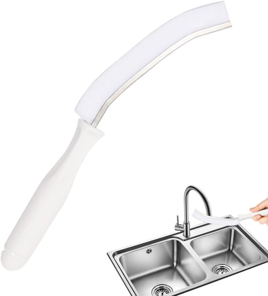 Voegenborstel met steel - Spleetreiniger - Grondig schoonmaken - Ergonomisch ontwerp - 29 cm lengte - Wit