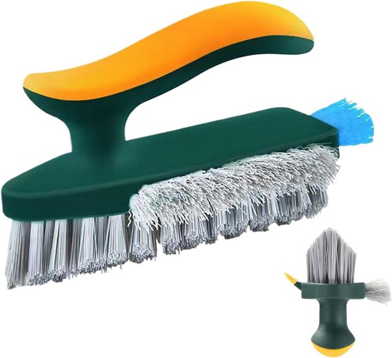 Voegenborstel Reiniger - Vlekkenborstel Smalle Ruimtes - Schoonmaken Lastige Plekken - Ergonomisch Handvat - 16x10x8 cm - Groen