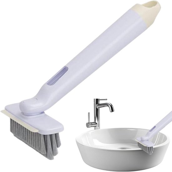 Voegenborstel - Schrobber Reiniger - Badkamer Reinigen - 360 Graden Draaibaar - 25 x 16 x 3.3 cm - Paars