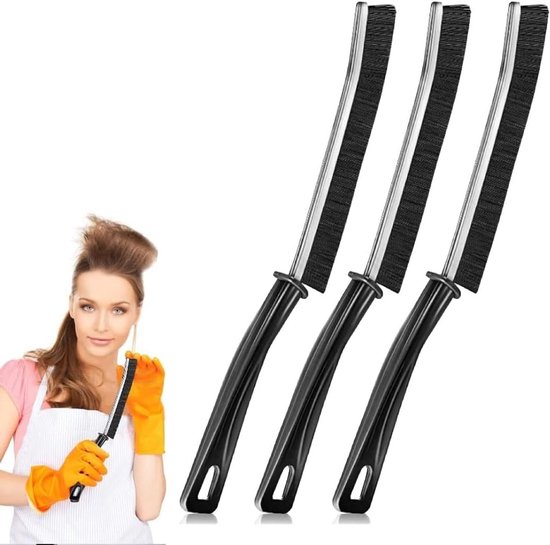 Voegenborstel Set - Badkamer Reiniger - Moeilijke Plekken Schoonmaken - Ergonomische Handgreep - 3 Delig - Grijs