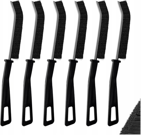 Voegenborstel Set - Badkamerborstel Hoekreiniger - Nauwkeurig Reinigen - 6 Delige Set - 23L x 1.5B cm - Zwart