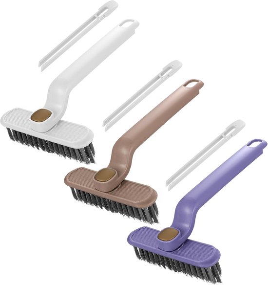 Voegenborstel Set - Hoekborstel Reiniger - Spleten Schoonmaken - 360 Graden Roterend - 26 cm Lengte - Grijs van Merkloos	