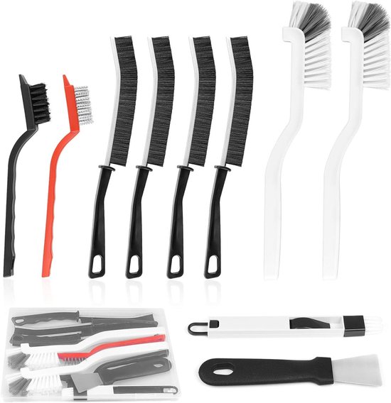 Voegenborstel Set - Kloofreiniger - Spleten Reinigen - 10 Delige Set - 26 x 19 x 2 cm - Grijs