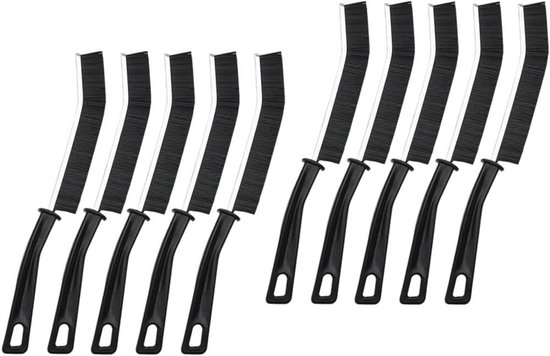 Voegenborstel Set - Spleetreinigingsborstel Hoekborstel - Grondig Reinigen - Ergonomische Antislip Handgreep - 10 stuks - Zwart