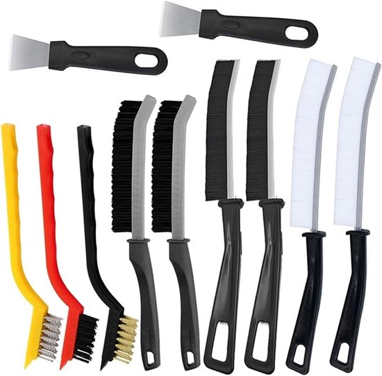 Voegenborstel set van 11 stuks voor grondige reiniging van smalle ruimtes van Merkloos	