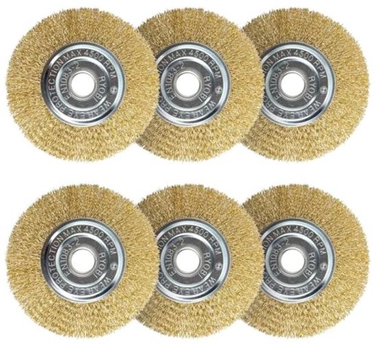 Voegenborstel set van 6 - Draadborstels voor reinigen en onkruid verwijderen - 11,5 cm diameter van Merkloos	