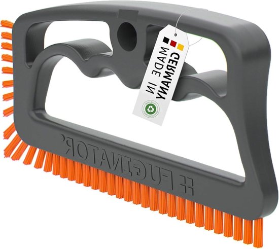 Voegenborstel - Tegelreiniger - Hygiënisch reinigen - Ergonomische grip - 15.7 cm - Grijs/oranje