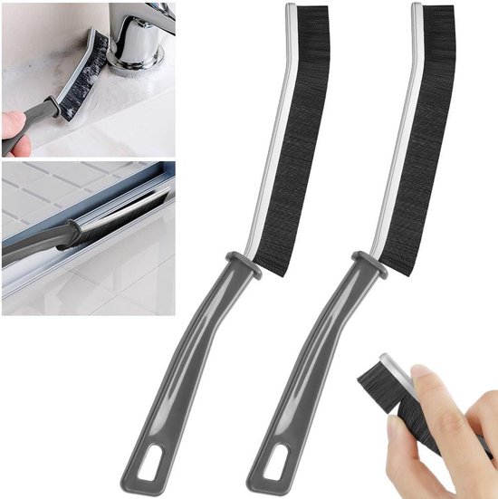 Voegenborstel voor scheurreiniging - Set van 2 - Harde haren - Multifunctioneel voor voegenreiniging - Duurzame voegenborstel van Merkloos	