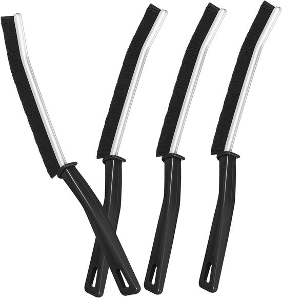 Voegenborstels 4 stuks - Spleetborstels Tegelborstels - Grondige Reiniging - Langwerpige Steel - 23 cm - Zwart