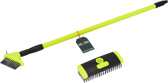 Voegenborstelset met Telescoopsteel voor Straatstenen - Onkruidborstel en Staalborstel voor Effectieve Reiniging van Talen Tools