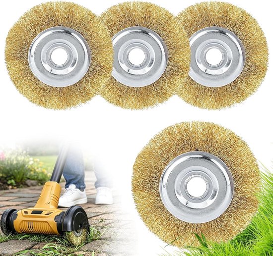 Voegenborstelset - Onkruidborstel reserve - Terrassen Reinigen - Ronde Staalborstel - 110 x 16 mm - 4 stuks