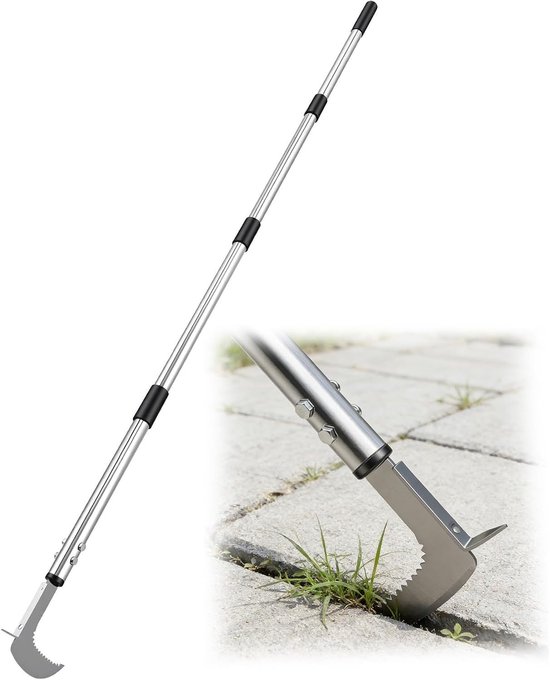 Voegenkrabber en Onkruidsteker - Metaal-Zilver - 145 cm - Roestvrij Staal - Voor Tuin en Bestrating