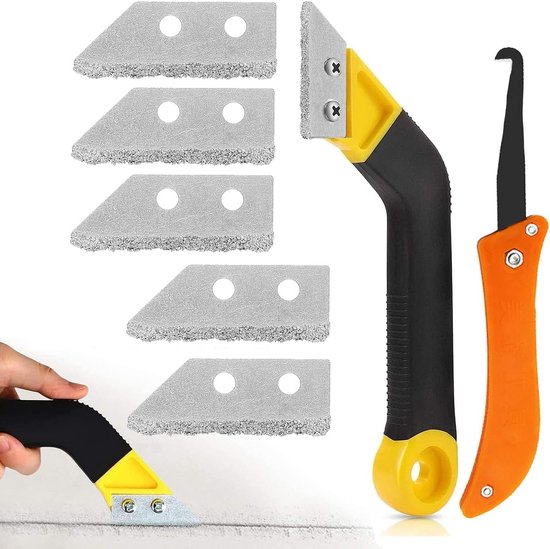 Voegenkrabber met 6 Reservemesjes - Handmatig Voegenreiniger voor Tegels en Sanitair van Merkloos	