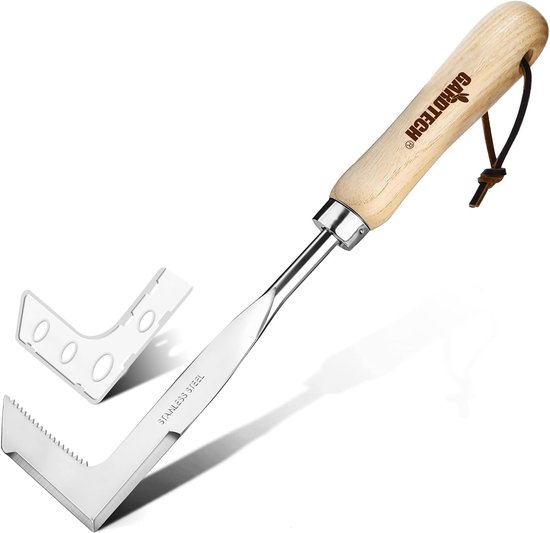 Voegenkrabber met Houten Handvat - Multifunctionele Onkruidsteker van Roestvrij Staal voor Mos en Onkruid van Merkloos	