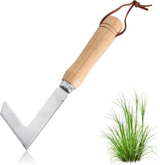 Voegenkrabber - onkruidkrabber met houten handvat - voegenreiniger - onkruidkrabber van roestvrij staal - handmatige weeder - onkruiduitsteker gemaakt van gehard roestvrij staal - tuinwerkzaamheden - tuinonderhoud