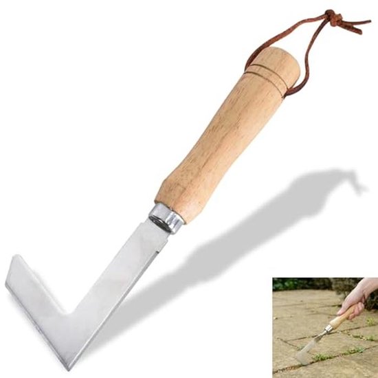 Voegenkrabber voor Tuin, Onkruidmes van Roestvrij Staal met Houten Handvat, Tuingereedschap voor het Verwijderen van Mos en Onkruid van Merkloos	