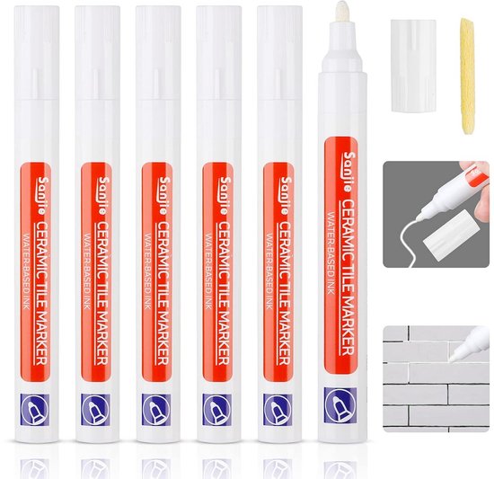Voegenmarker Wit 6 Stuks - Tegelvoegen Herstellen Badkamer Keuken - Voegenstift met Reservepunt - Tegelreparatiepen 4,5 mm - Muur en Vloertegels van Merkloos	