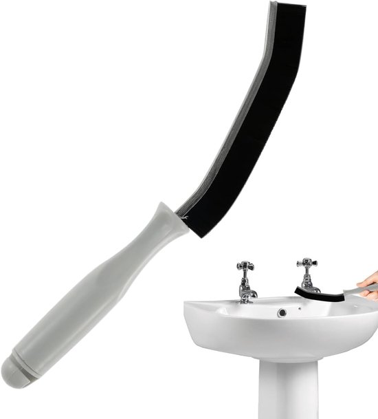 Voegenreiniger met borstel - Spleetreiniging gereedschap - Grondig schoonmaken - Ergonomische lange steel - 28 cm lang - Zwart