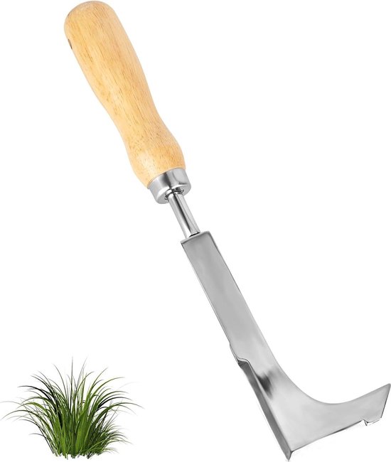 Voegenschraper onkruidsteker - roestvrij staal - houten handvat - onkruidsteker voor het verwijderen van onkruid - groenten bloemen - graven snoeien snijden van VADRIK