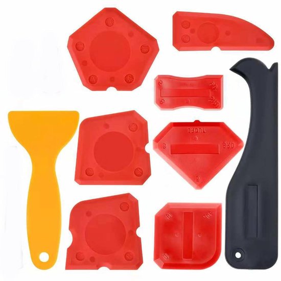 Voegenschraper Set - Kit verwijderaar - Perfecte voegen maken - Extra grote gladder - 9 stuks - Grijs van Merkloos	