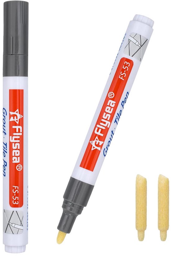 Voegenstift Grijs 2 Stuks - Waterdicht, Sneldrogend, Met Reservepunten - Perfect voor Badkamer en Tegels